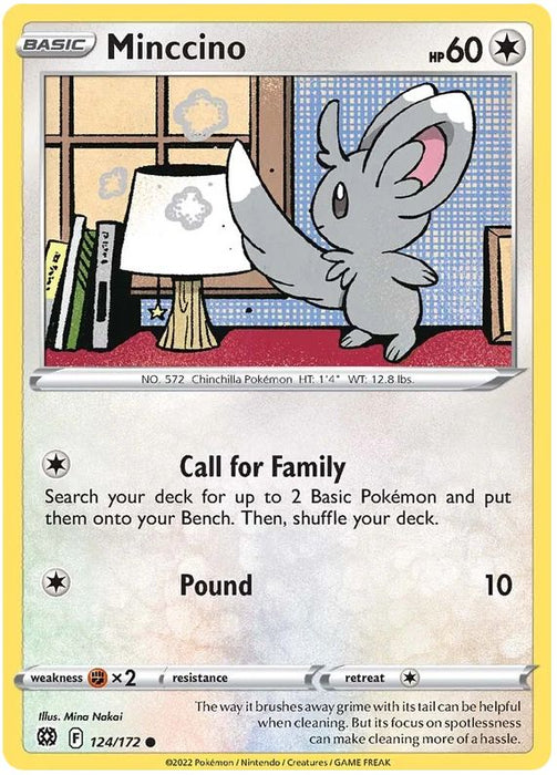 Minccino 124/172 Common Reverse Holo Pokemon Card (SWSH Brilliant Stars)