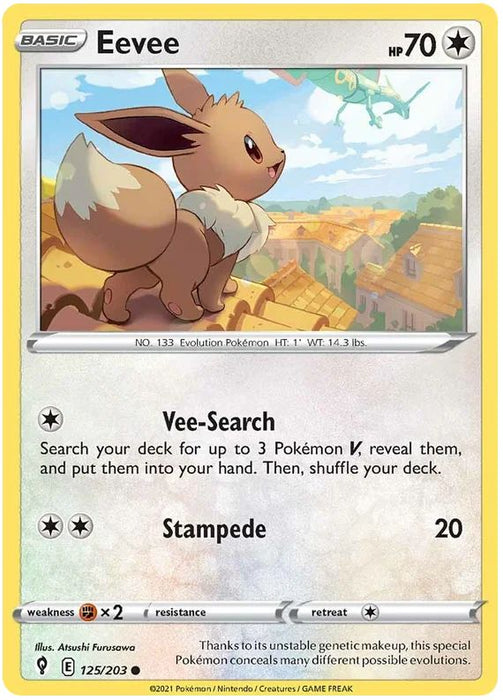 Eevee 125/203 Common Reverse Holo Pokemon Card (SWSH Evolving Skies)