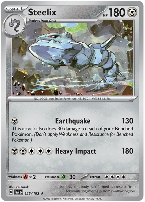 Steelix 125/182 Rare Pokemon Card (SV04 Paradox Rift)