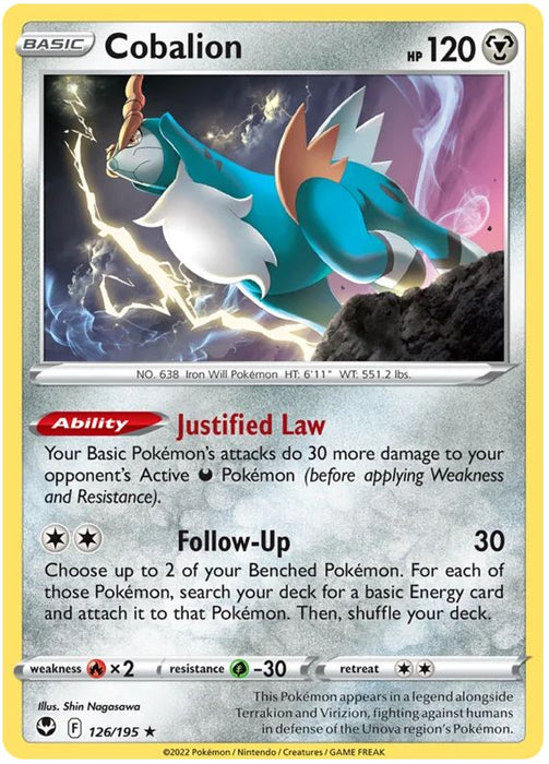 Cobalion 126/195 Rare Pokemon Card (SWSH Silver Tempest)