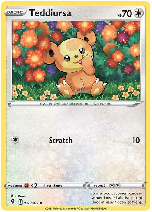 Teddiursa 126/203 Common Pokemon Card (SWSH Evolving Skies)