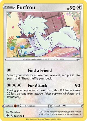 Furfrou 126/198 Common Reverse Holo Pokemon Card (SWSH Chilling Reign)