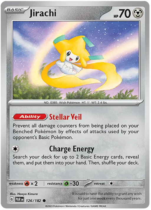 Jirachi 126/182 Common Reverse Holo Pokemon Card (SV04 Paradox Rift)