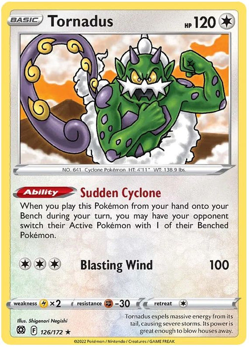 Tornadus 126/172 Rare Pokemon Card (SWSH Brilliant Stars)