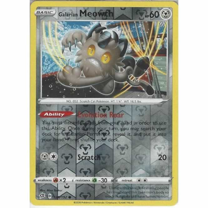 Galarian Meowth 126/192 Common Reverse Holo Pokemon Card (SWSH Rebel Clash)