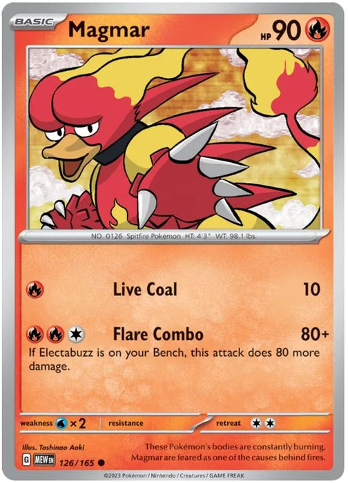 Magmar 126/165 Common Pokemon Card (Pokemon SV 151)