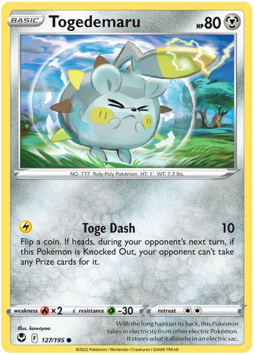 Togedemaru 127/195 Common Pokemon Card (SWSH Silver Tempest)