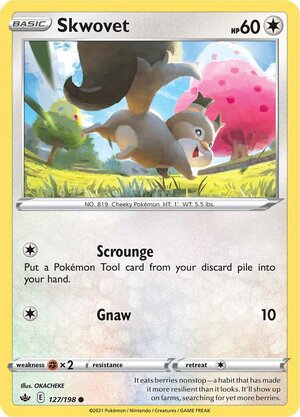 Skwovet 127/198 Common Reverse Holo Pokemon Card (SWSH Chilling Reign)