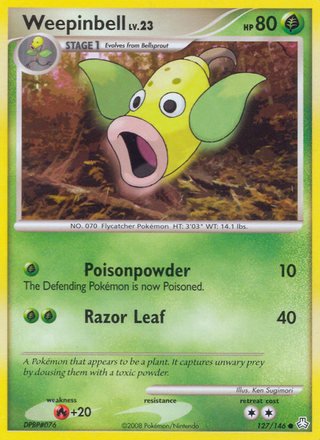 Weepinbell 127/146 Common Reverse Holo Pokemon Card (Legends Awakened)