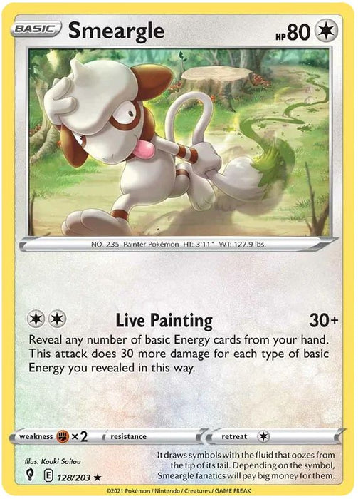 Smeargle 128/203 Rare Reverse Holo Pokemon Card (SWSH Evolving Skies)