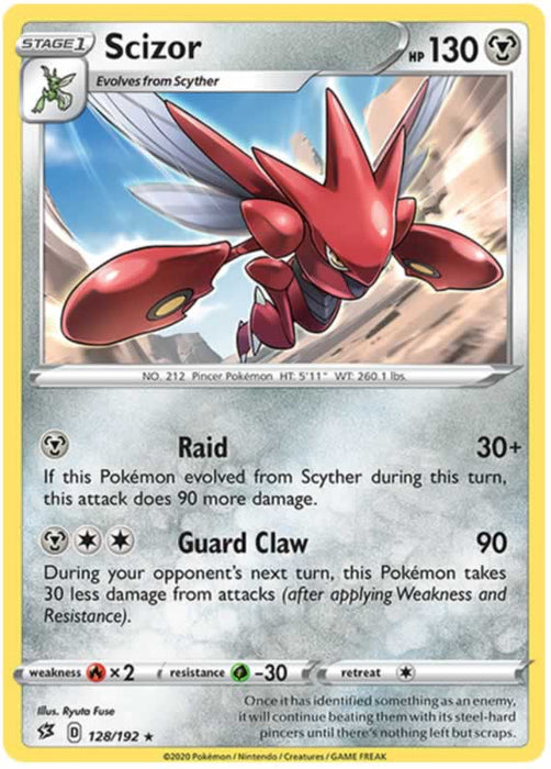 Scizor 128/192 Rare Pokemon Card (SWSH Rebel Clash)