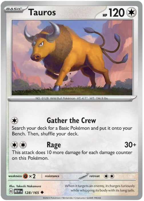 Tauros 128/165 Uncommon Pokemon Card (Pokemon SV 151)