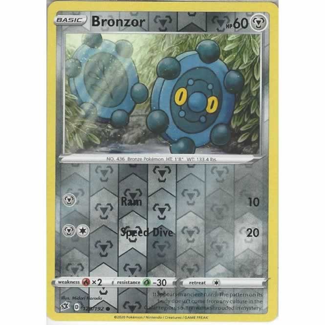 Bronzor 129/192 Common Reverse Holo Pokemon Card (SWSH Rebel Clash)