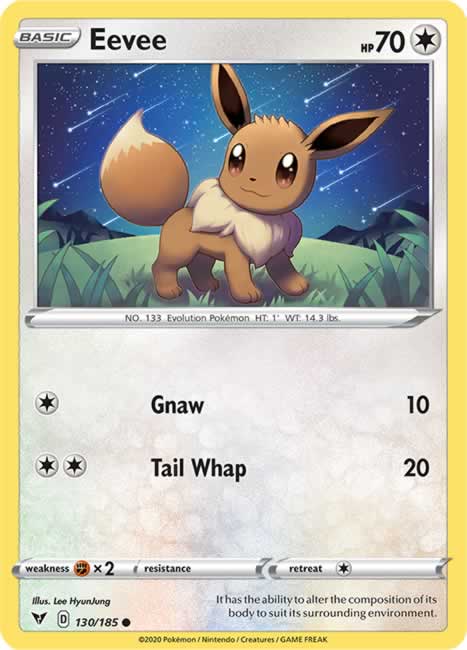 Eevee 130/185 Common Reverse Holo Pokemon Card (SWSH04 Vivid Voltage)