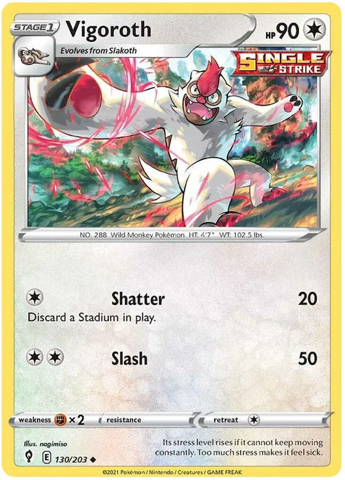 Vigoroth 130/203 Uncommon Pokemon Card (SWSH Evolving Skies)