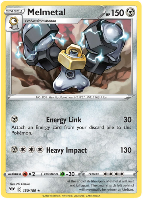 Melmetal 130/189 Rare Pokemon Card (Darkness Ablaze)