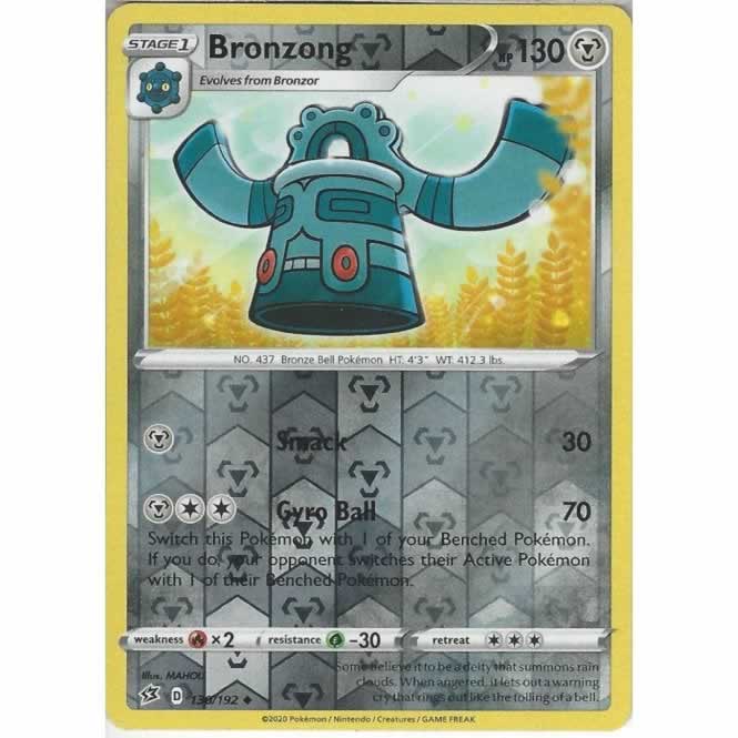 Bronzong 130/192 Uncommon Reverse Holo Pokemon Card (SWSH Rebel Clash)