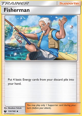 Fisherman 130/168 Uncommon Pokemon Card Trainer Card (Pokemon SM (Celestial Storm)