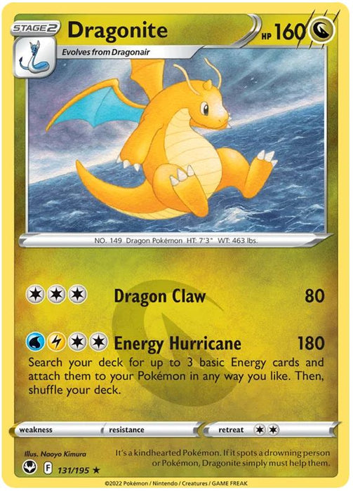 Dragonite 131/195 Rare Holo Pokemon Card (SWSH Silver Tempest)