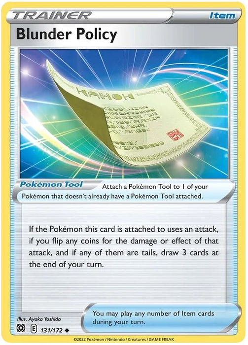 Blunder Policy 131/172 Uncommon Reverse Holo Pokemon Card (SWSH Brilliant Stars)