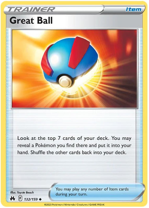 Great Ball 132/159 Uncommon Pokemon Card (SWSH Crown Zenith)