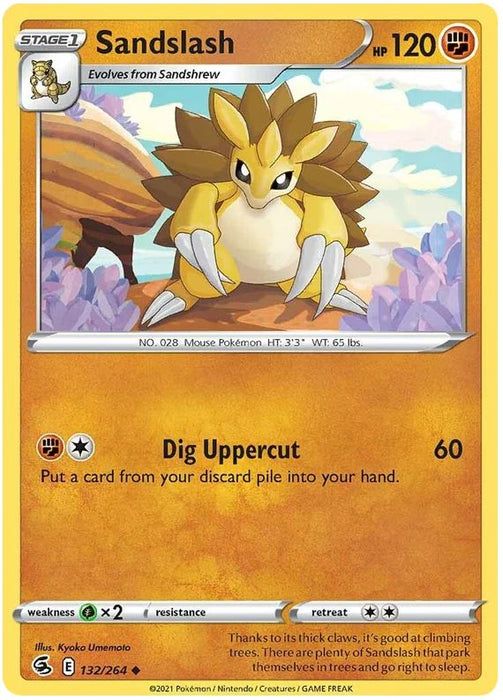 Sandslash 132/264 Uncommon Reverse Holo Pokemon Card (SWSH Fusion Strike)