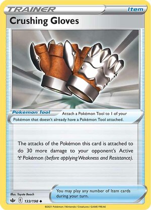 Crushing Gloves 133/198 Uncommon Reverse Holo Pokemon Card (SWSH Chilling Reign)