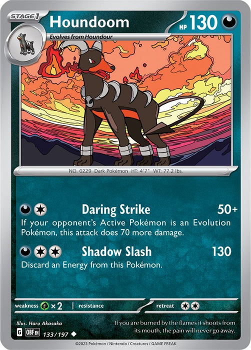 Houndoom 133/197 Uncommon Reverse Holo Pokemon Card (SV Obsidian Flames)