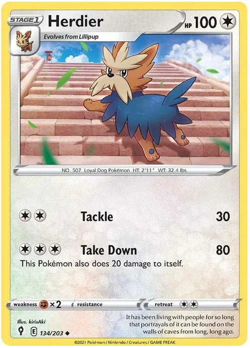 Herdier 134/203 Uncommon Pokemon Card (SWSH Evolving Skies)