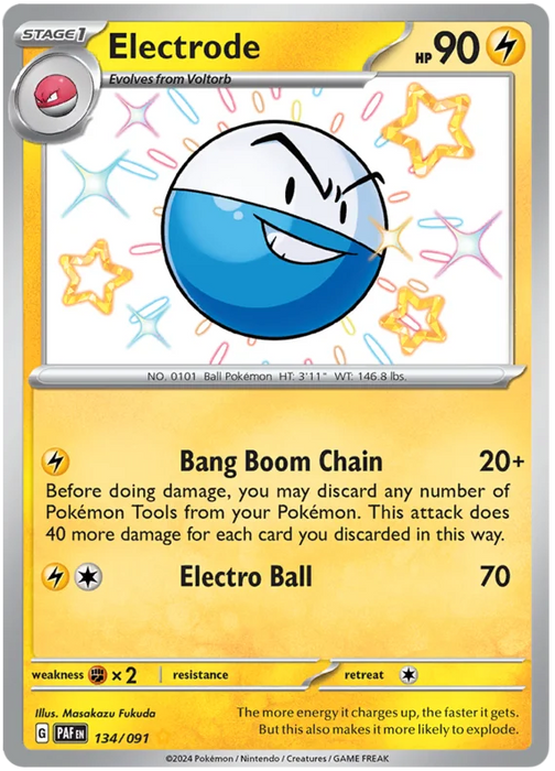 Electrode 134/091 Shiny Rare Pokemon Card (SV 4.5 Paldean Fates)