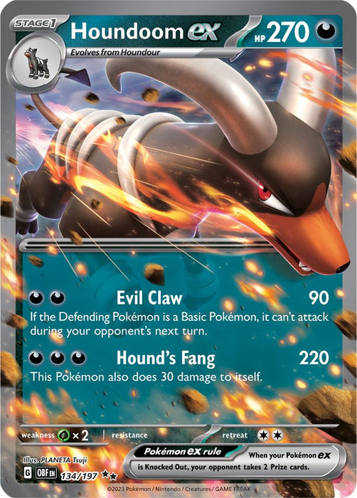 Houndoom ex 134/197 Double Rare Pokemon Card (SV Obsidian Flames)