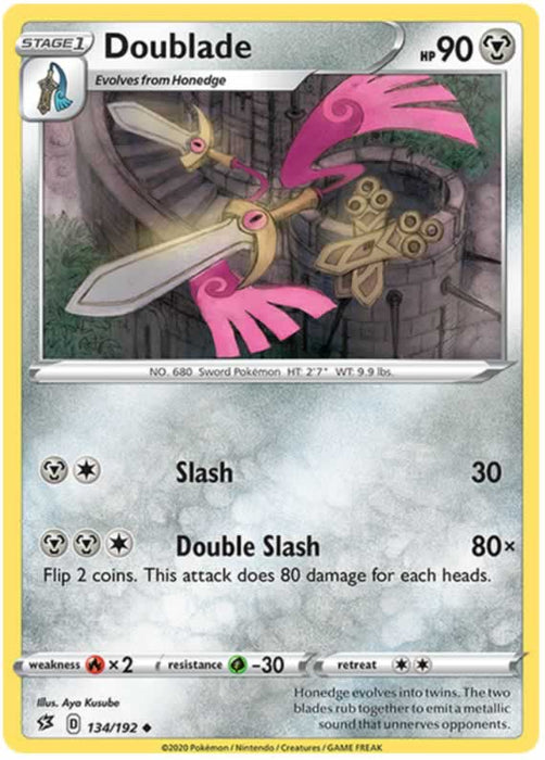 Doublade 134/192 Uncommon Reverse Holo Pokemon Card (SWSH Rebel Clash)