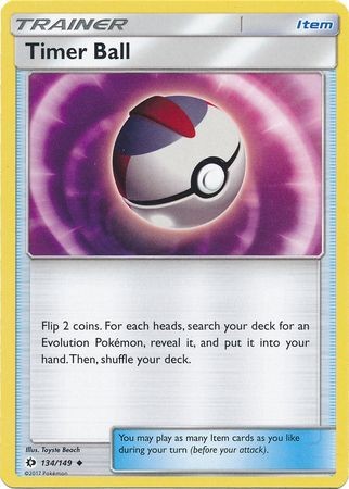 Timer Ball 134/149 Uncommon Reverse Holo Trainer Card (Sun & Moon Base Set)