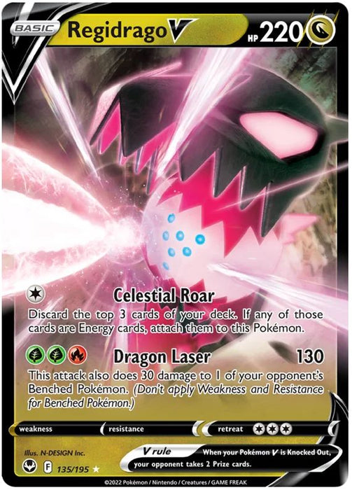 Regidrago V 135/195 Ultra-Rare Rare Pokemon Card (SWSH Silver Tempest)