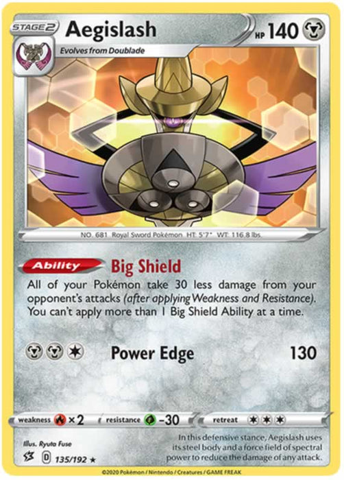 Aegislash 135/192 Rare Pokemon Card (SWSH Rebel Clash)