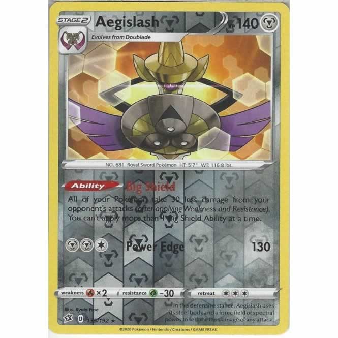 Aegislash 135/192 Rare Reverse Holo Pokemon Card (SWSH Rebel Clash)