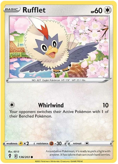 Rufflet 136/203 Common Pokemon Card (SWSH Evolving Skies)