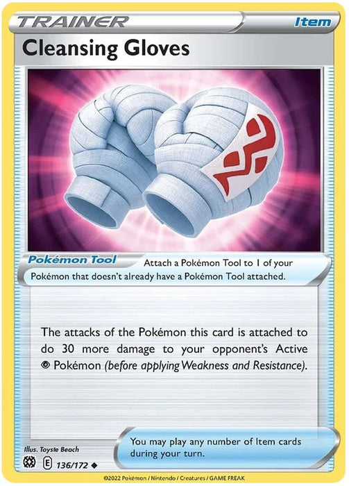 Cleansing Gloves 136/172 Uncommon Reverse Holo Pokemon Card (SWSH Brilliant Stars)