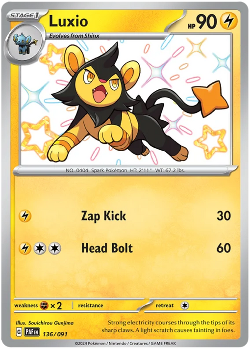 Luxio 136/091 Shiny Rare Pokemon Card (SV 4.5 Paldean Fates)