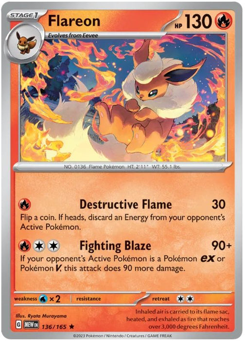 Flareon 136/165 Rare Pokemon Card (Pokemon SV 151)