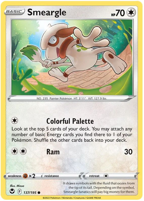 Smeargle 137/195 Common Pokemon Card (SWSH Silver Tempest)