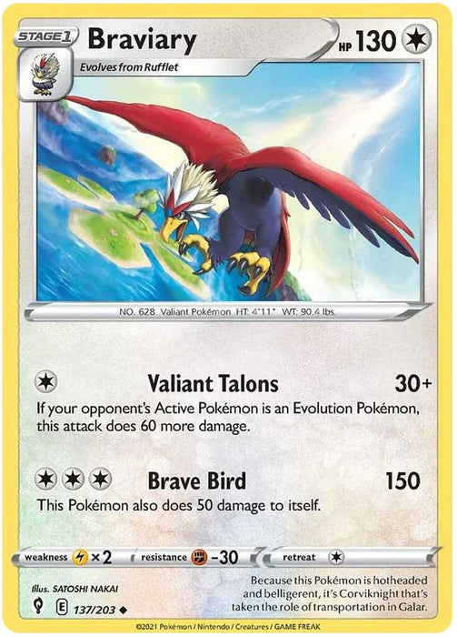 Braviary 137/203 Uncommon Pokemon Card (SWSH Evolving Skies)