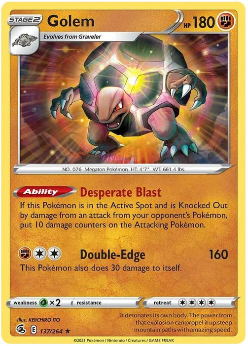 Golem 137/264 Rare Pokemon Card (SWSH Fusion Strike)