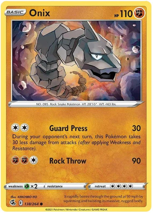 Onix 138/264 Common Pokemon Card (SWSH Fusion Strike)