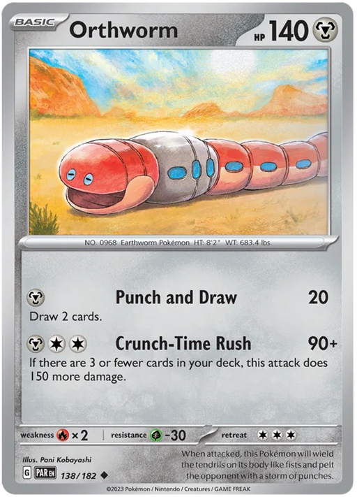 Orthworm 138/182 Uncommon Pokemon Card (SV04 Paradox Rift)