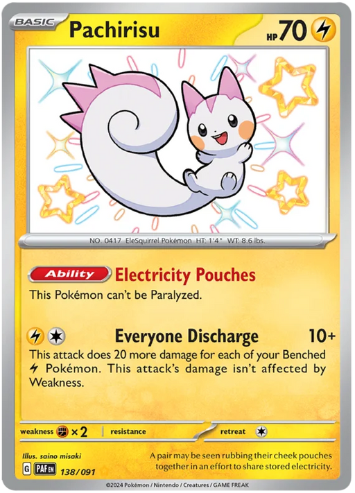 Pachirisu 138/091 Shiny Rare Pokemon Card (SV 4.5 Paldean Fates)