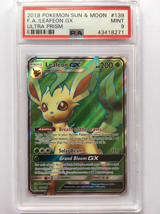 Leafeon GX 139/156 Full Art PSA 9 Mint Card (Ultra Prism)