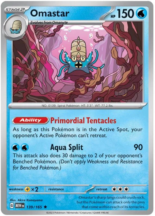 Omastar 139/165 Rare Pokemon Card (Pokemon SV 151)