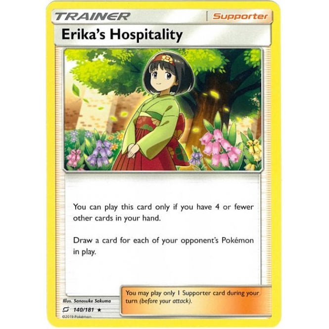 Erika's Hospitality 140/181 Rare Holo Trainer Card (Sun & Moon Team Up)