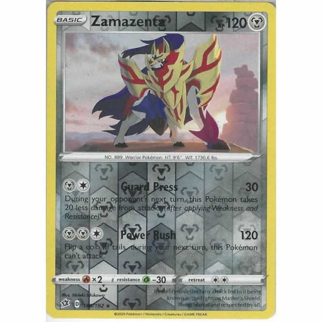 Zamazenta 140/192 Rare Reverse Holo Pokemon Card (SWSH Rebel Clash)